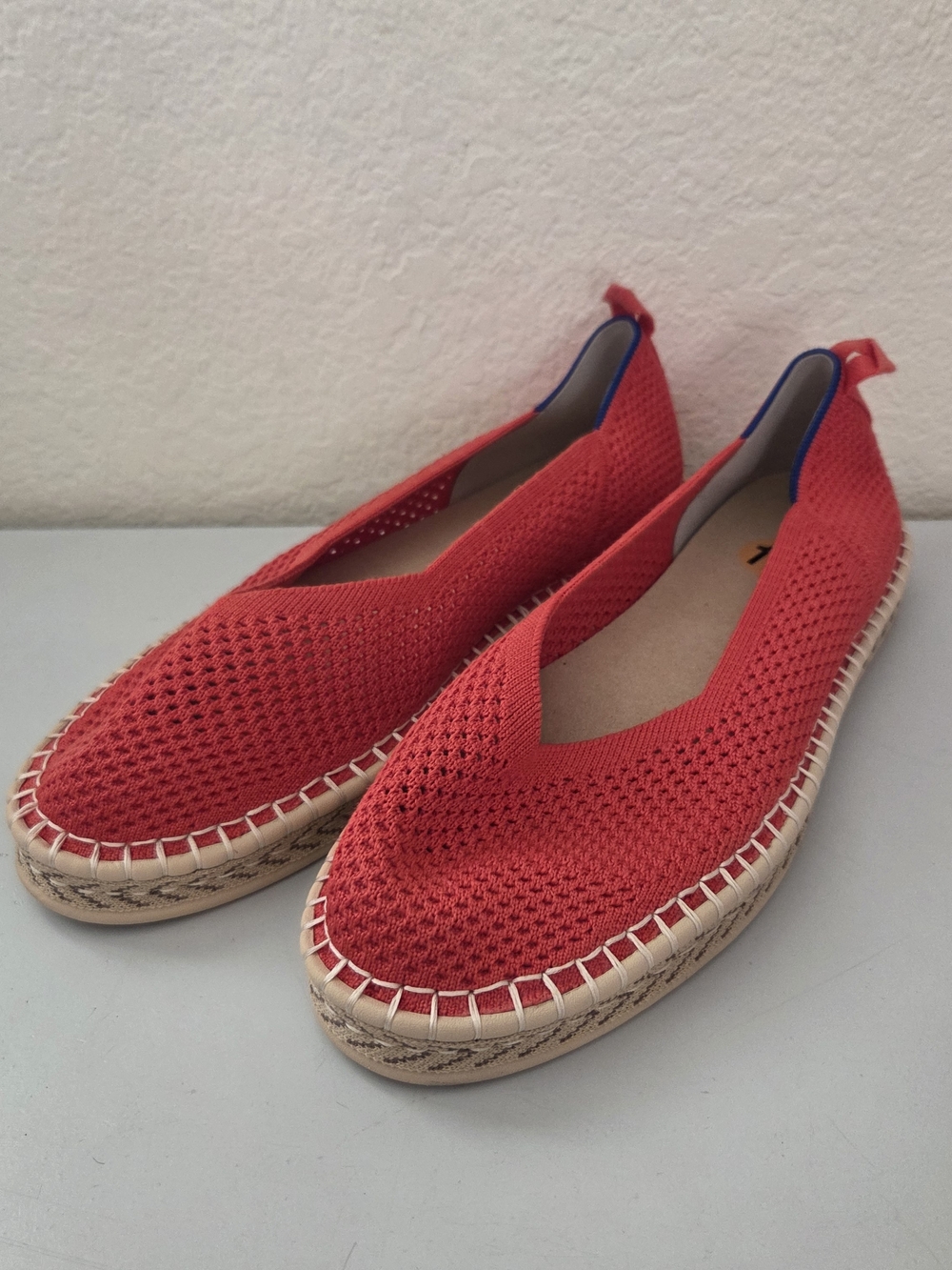 Rothy's Red Knit Espadrille Slip-On Flats
